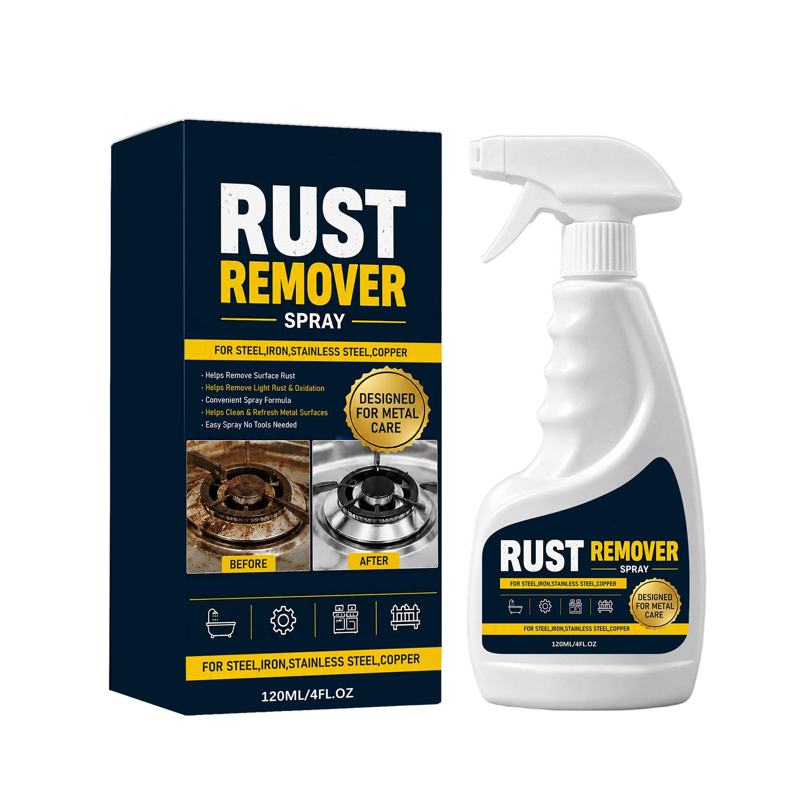 Rust Remover Spray for Steel Iron Stainless Steel Copper 120ml Effective Rust and Oxidation Cleaner Easy Spray Application for Metal Care One Size