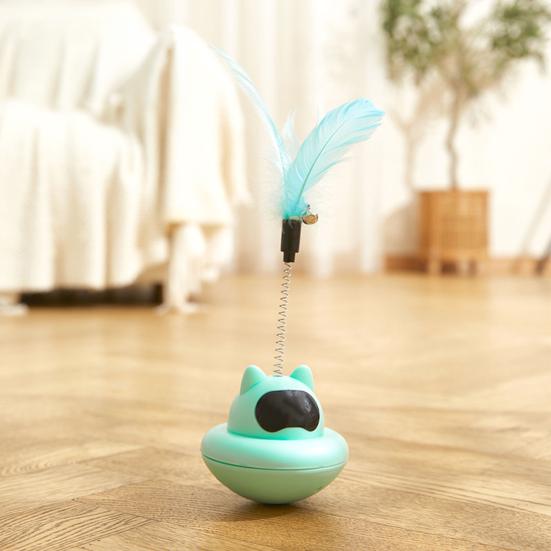 Wobbling Cat Feather Toy Interactive Spring Cat Teaser with Bells Cat Enrichment Feather Toy for Indoor Kittens Play Anxiety Relief