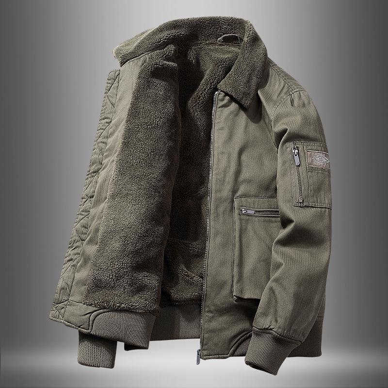 

Плюшевая куртка ягненка с плюшем и утолщенной мужской клипсой для преодоления трудностей M зелёный