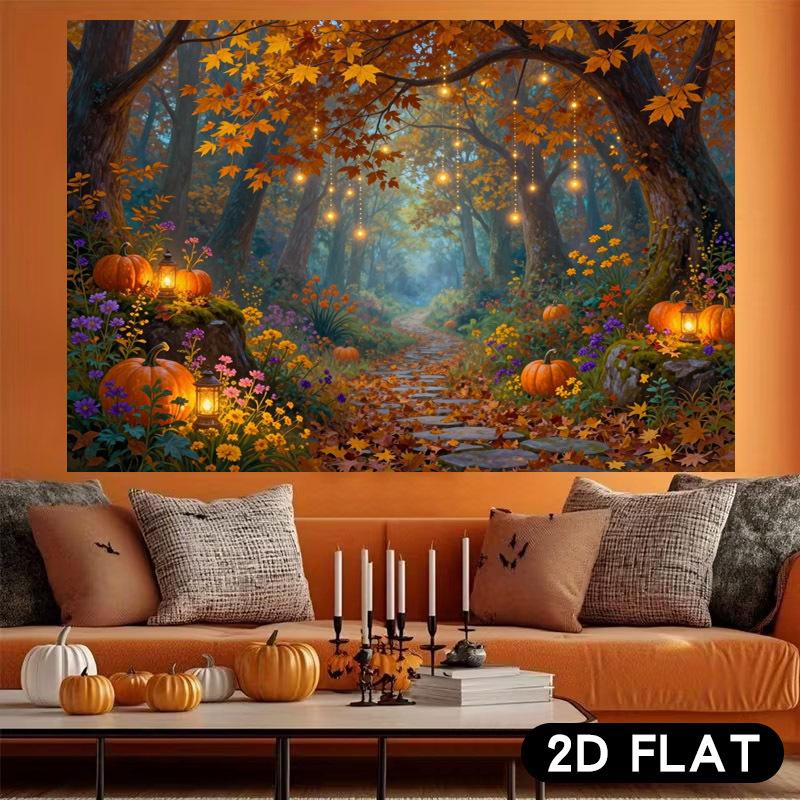2D flat 1pc banner - Autumn Forest Scenery Horizontal Banner Decorationzyc