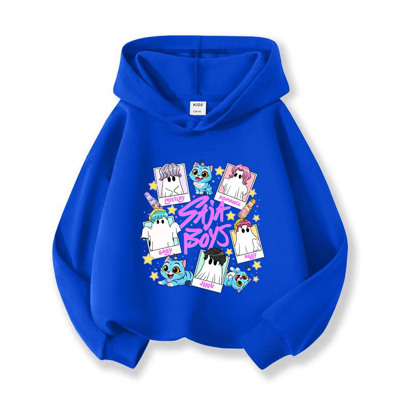 KPop Devil Hunter Huntrix Printed Short Hoodie Children's Casual Fashion Sports Hoodie