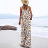 Damen Spaghetti-Träger Ärmellos Floral Jumpsuit Locker Hohe Taille Freizeit Weites Bein Overalls