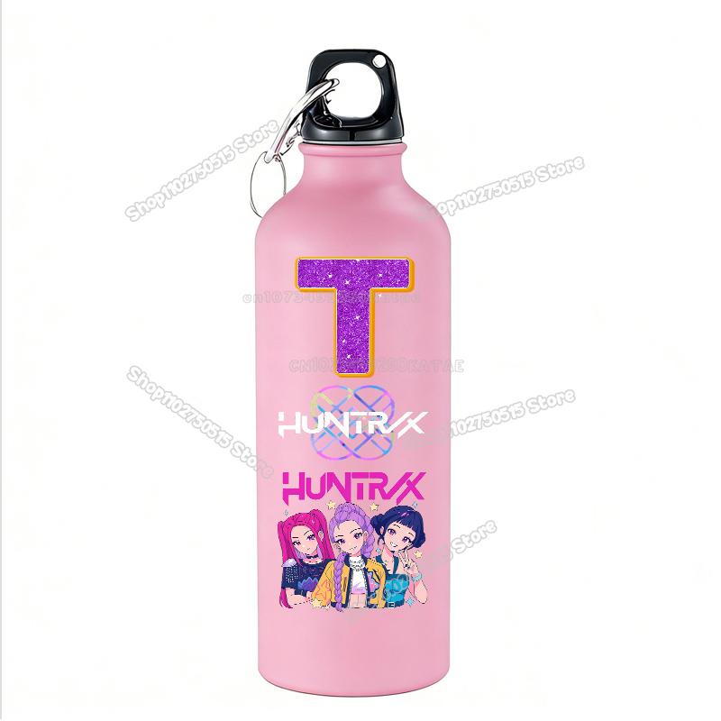 High Quality 500ml KPop Demon Hunters Kids Sport Water Bottle Letter A-Z Rumi Mira Zoey Outdoor Bottle Large Capacity Girl School Drink Cups