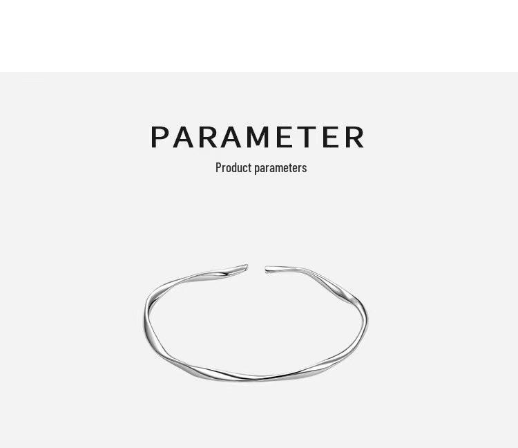 925 Sterling Silver Möbius Loop Bangle - Youthful, Niche Design Women's Bracelet