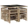 Vidaxl 9-Cz. Garden Furniture Set With Cushions, Beige, Poly Rattan