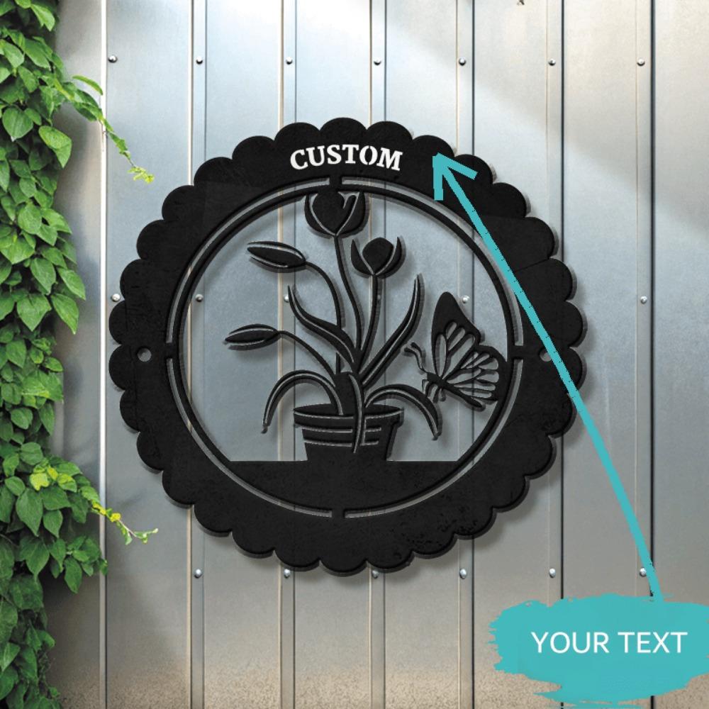 Butterfly Flower Metal Wall Art, Garden Yard Decoration, Outdoor Home Sign, Nature Inspired Tin Sign