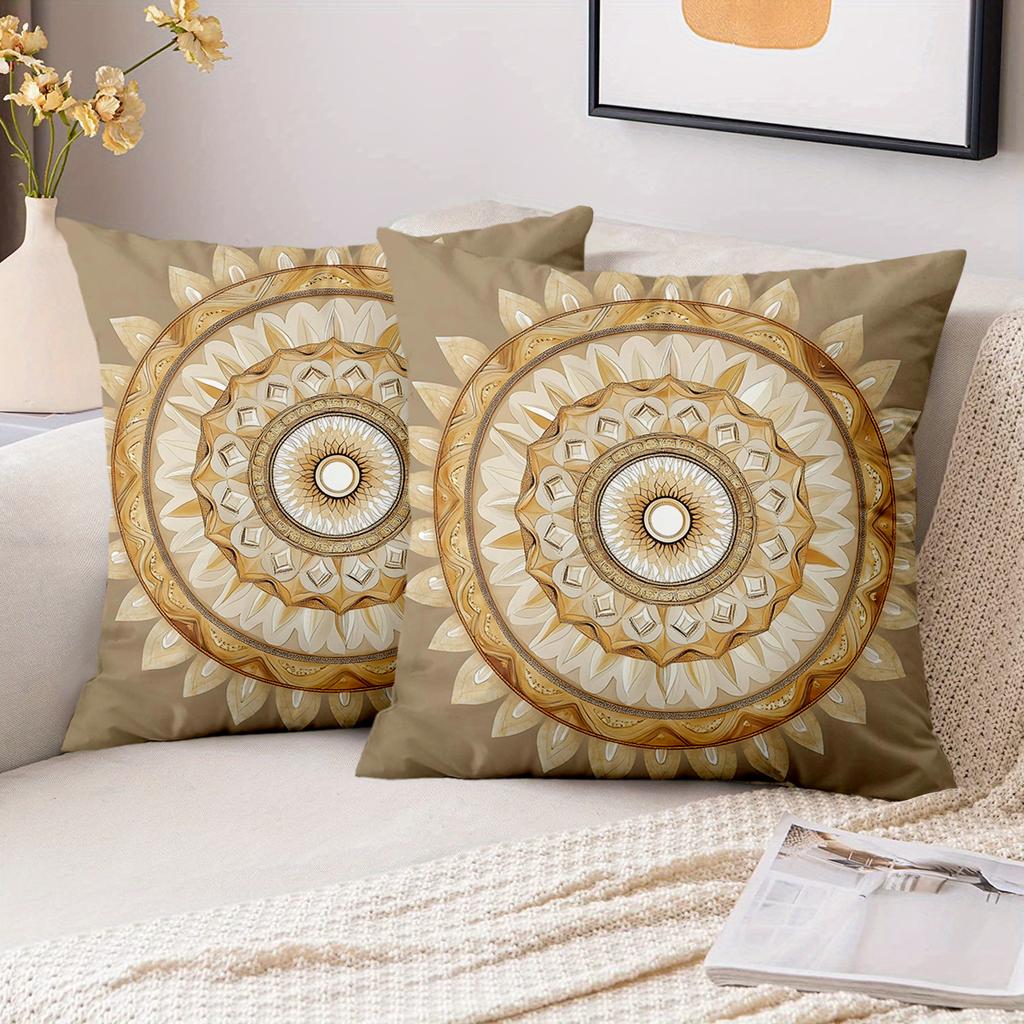 1 Pieces Brown Mandala Patterned Decorative Throw Pillows Polyester pillowcase, sofa decorative cushion cov Headboard Pillow