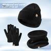 3 Pcs/Set Children Hat Scarf Glove Set Thickened Plush Knitted Anti-slip Windproof Keep Warm Girls Boys Outdoor Neck Cover Gloves Beanie Set