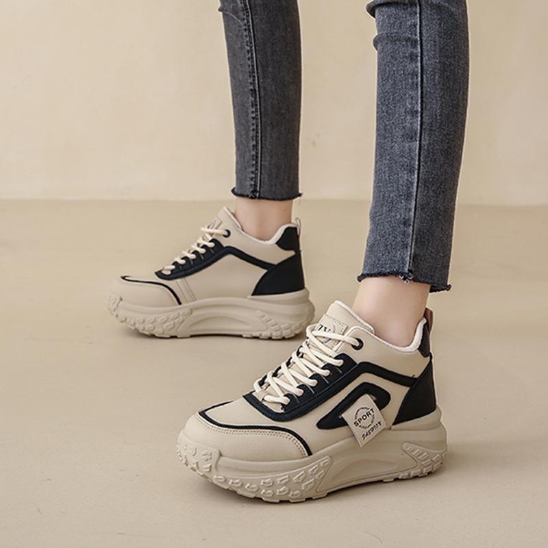 ins Korean version of thick-soled high-top dad shoes 2025 autumn new student running height-increasing casual sports shoes