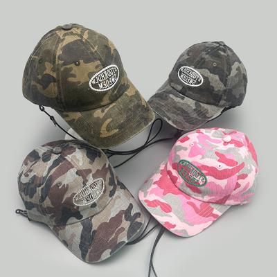 Street Camouflage Letter Embroidery Windbreak Rope Baseball Cap Men'S And Women'S Sunshade American Retro Niche Cap