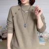 Women Fashion Ageing Half-high Neck Long-sleeved Autumn Winter Warm Knitted Bottoming Sweater Large Size