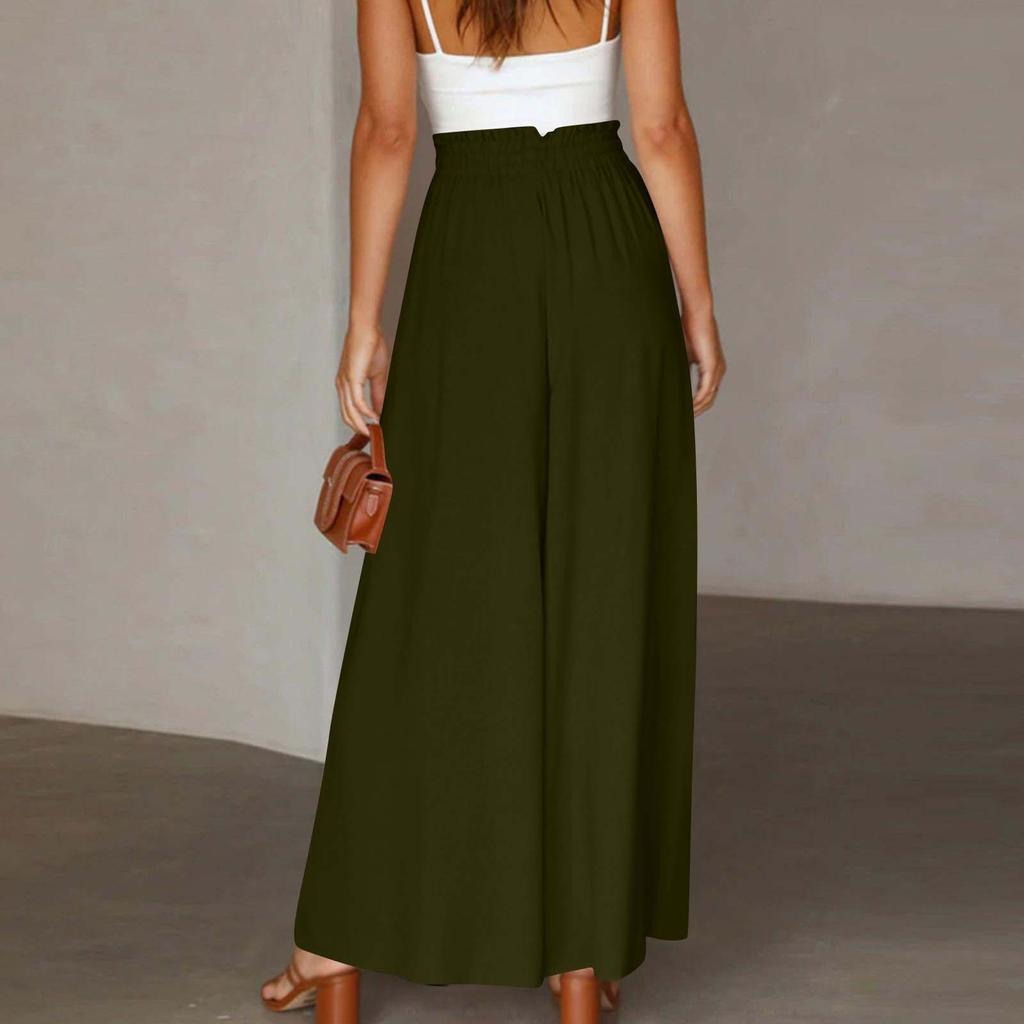 Damen Farbtrense Elastischer Bund Weiter Beinschnitt Hoher Bund Lange Culotte