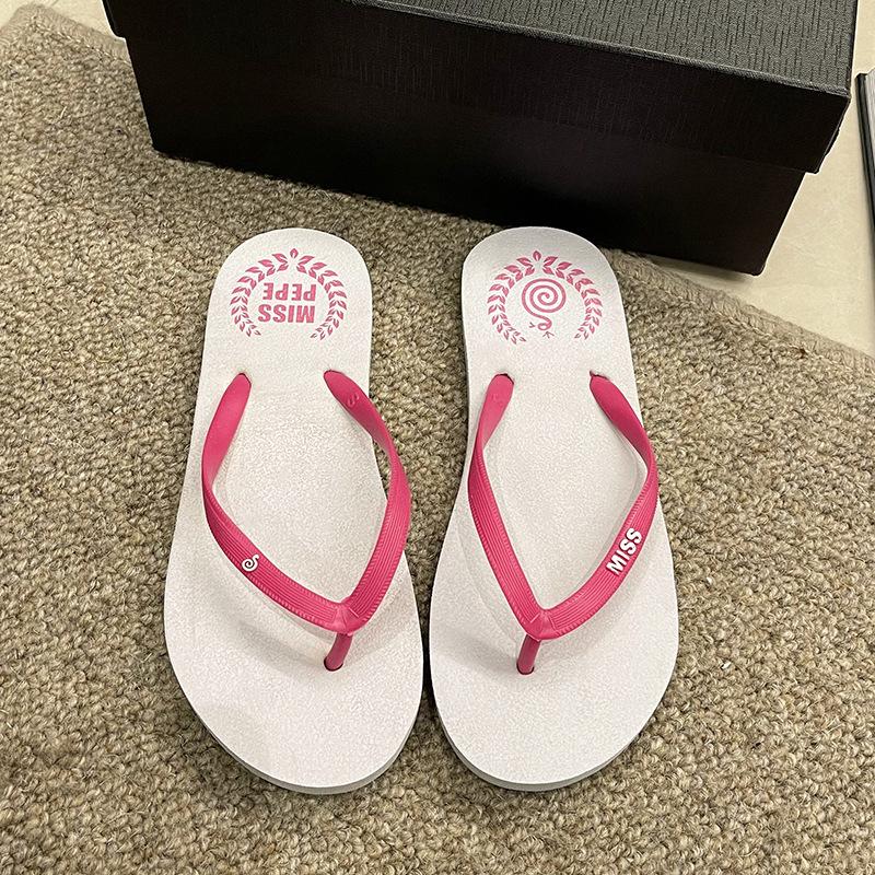 Simple flip-flops women's summer non-slip outer wear new cartoon flat-bottomed seaside beach cool slippers