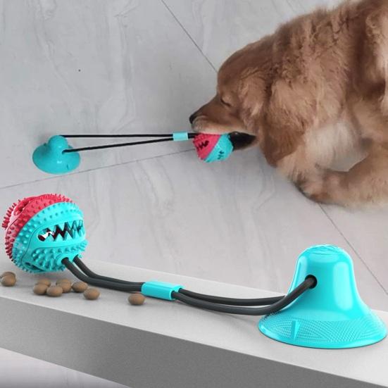 Jouets à mâcher pour chiens agressifs Jouet interactif à la corde avec ventouse pour mâcher et mâcher Puzzle pour chien Jouets à boule distributrice de friandises et de nourriture