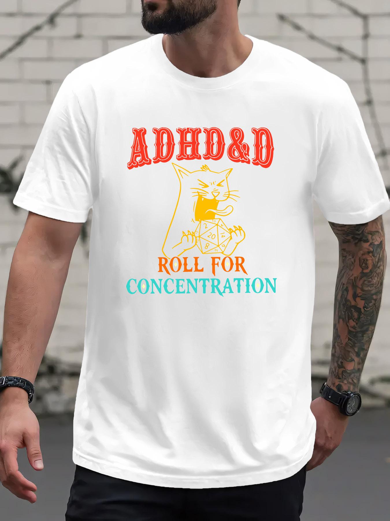 Casual Crew Neck Tshirt with AdHD and Roll for Concentrat... L