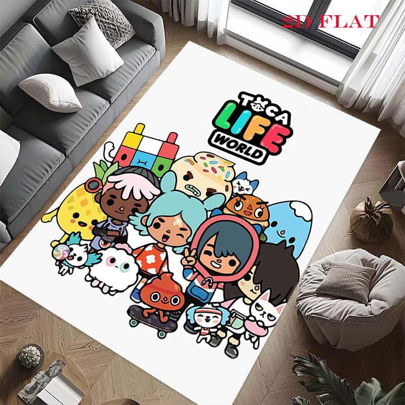 Toca Life World Teppich für Wohnzimmer Schlafzimmer Zuhause Sofadekoration, rutschfeste Bodenmatte für Kinder zum Spielen