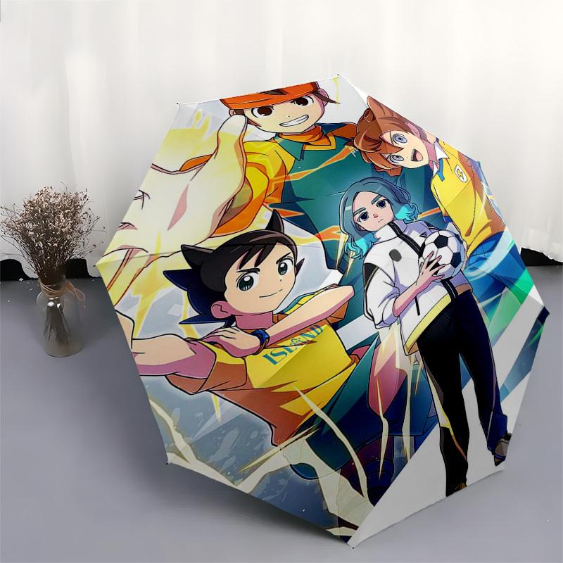 1 Stück Captain Tsubasa Outdoor-Regenschirm - Automatisches Öffnen/Schließen, Tragbares 3-fach faltbares Design mit 8-Speichen-Eisenrahmen - Perfektes Geschenk für Fans, Reisende, Da