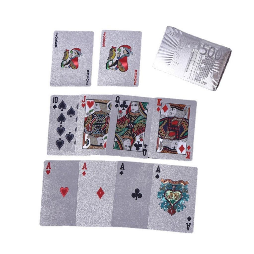 New Silver Foil Playing Cards, Waterproof Plastic Poker Card Set, Holiday Party Gift Collection, Casino Style Game Cards