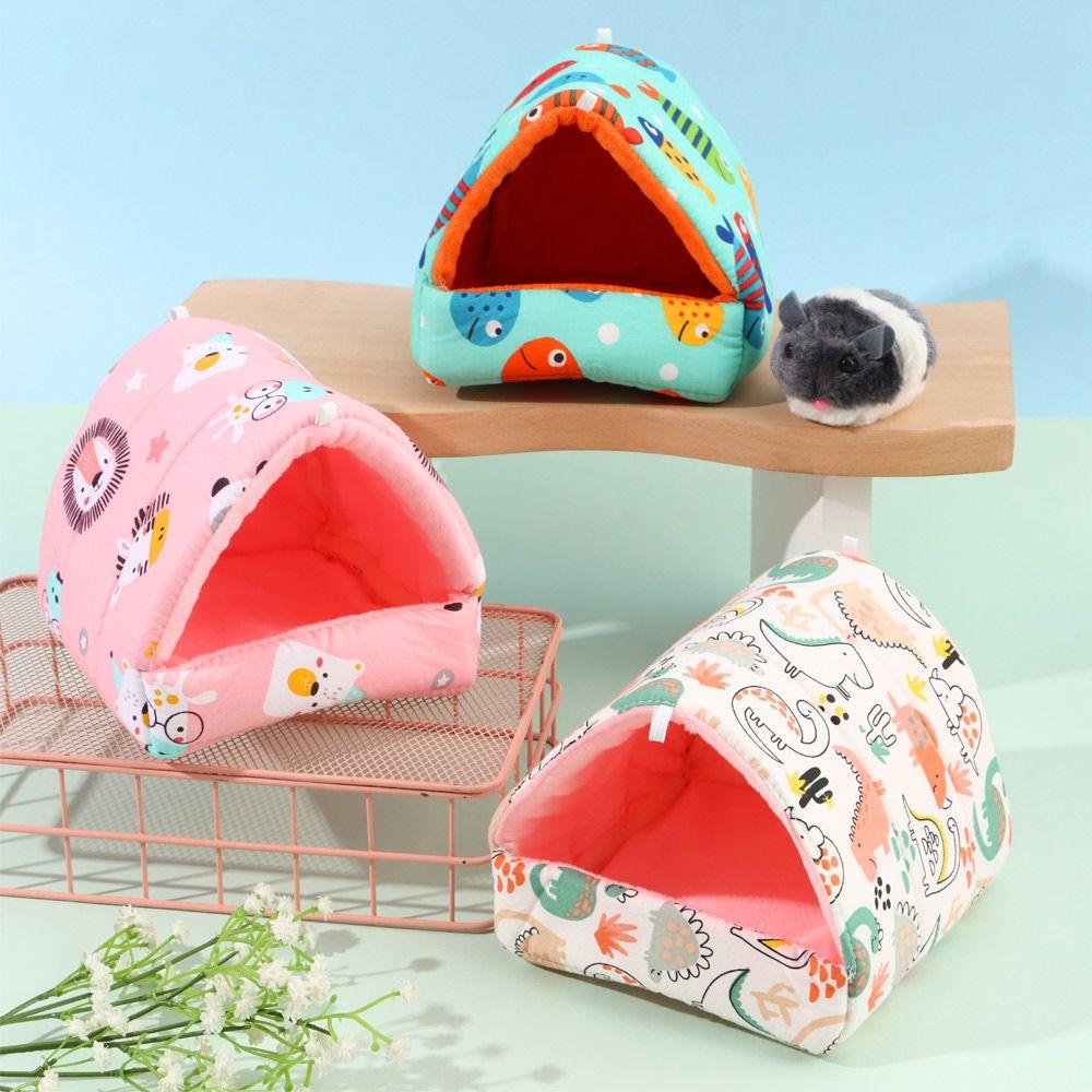Bunter Winter Mini Käfig Kaninchen Eichhörnchen Warme Matte Meerschweinchen Nest Hamster Haus Kleintier Schlafbett