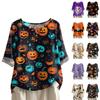 Women's Fashionable And Casual Shirt Half-sleeve Round Neck Print Cotton And Linen Blouse Top