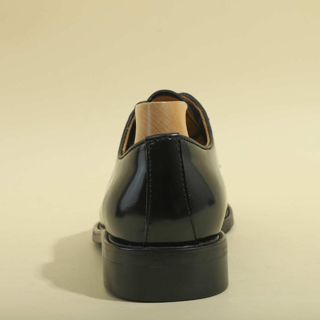 Herren Europäische & Amerikanische Vollnarbenleder Derby Schuhe - Schwarz Runde Zehenform Formelle Business Schuhe