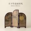 Nuovo Stile Cinese Moonlight Bamboo Crane Paravento da Scrivania Antico Soggiorno Ingresso Tavolino da Tè Studio Pittura Decorativa Ornamento
