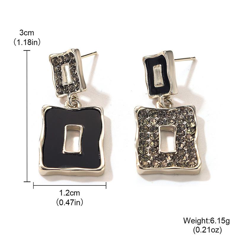 New earrings high-end earrings geometric zircon AB simple Korean Dongdaemun stud earrings French light luxury