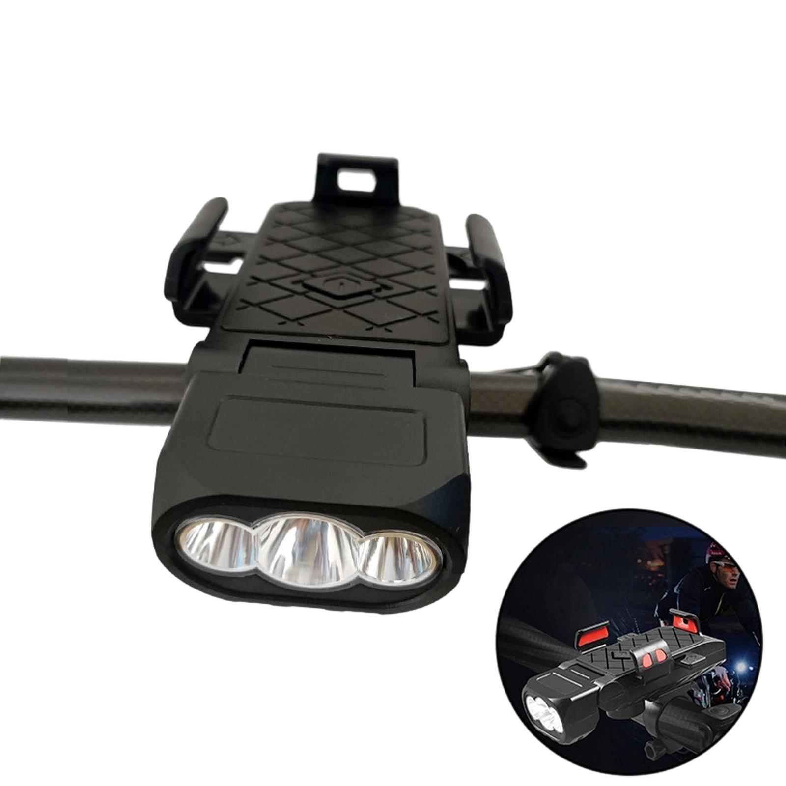 Front Light with Horn & Phone Holder Cycling  Headlight Multifunctional Phone Holder Lamp Cycling Accessories One Size