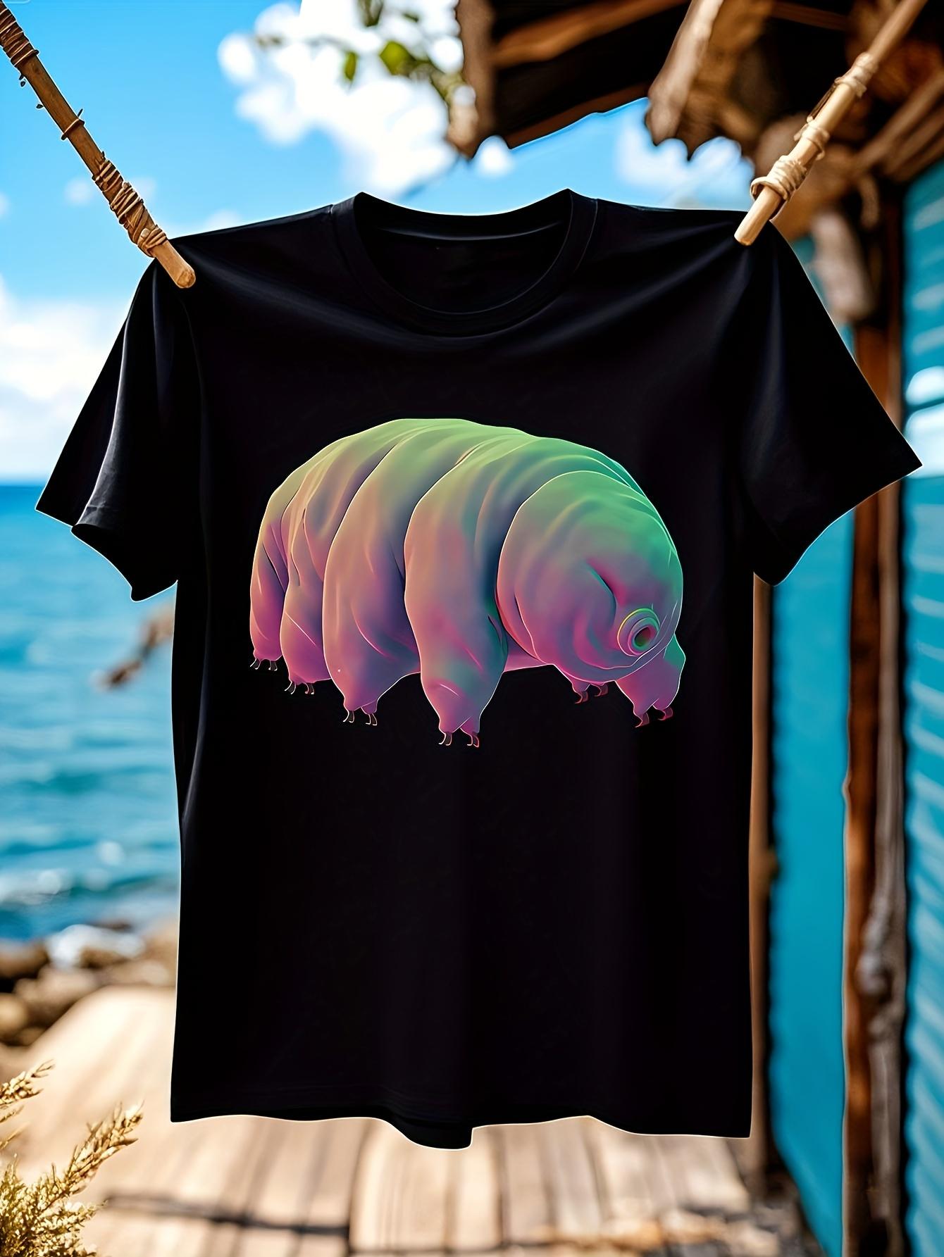 

Funny Tardigrade Water Bear Graphic T-shirt - Soft Cotton Tee with Pastel Pink & Green Science Design XXXXL