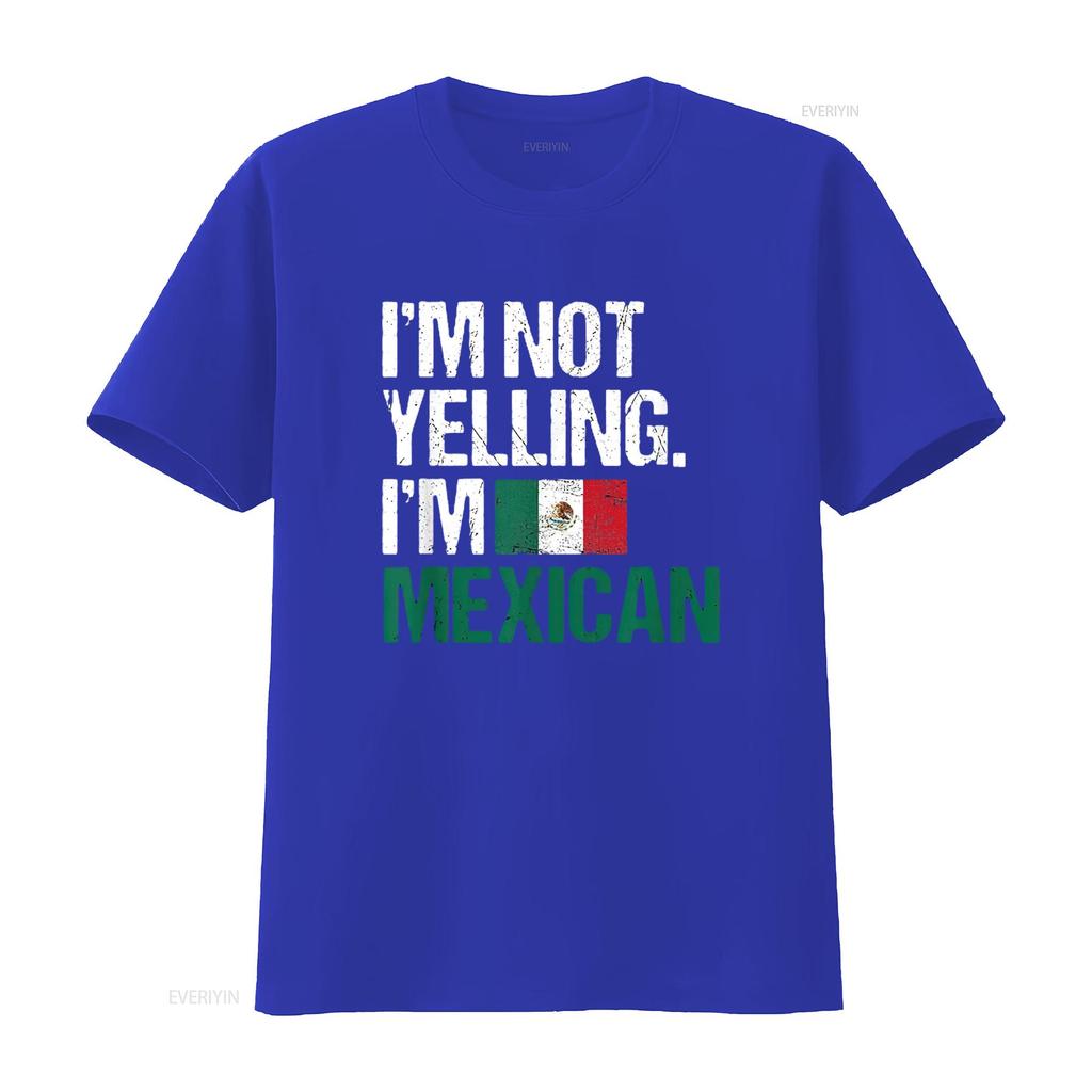 Mens I M Not Yelling Im Mexican T Shirt Black Small Vintage Washed Homme Breathable Unisex Streetwear Soft Fashion