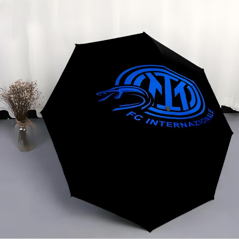 Umbrelă pliabilă cu logo imprimat FC Inter Milano, pentru exterior, timp liber și călătorii, Material durabil pentru umbrelă, Cadou de zi de naștere și sărbători