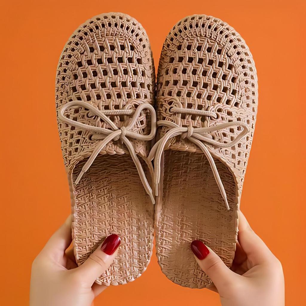 Sommer Damen Kühlhausschuhe, mit ultraleichten Zehenschutzkappen und rutschfester Außensohle, bequeme Strandschuhe, perforierte Schuhe, süße Hausschuhe