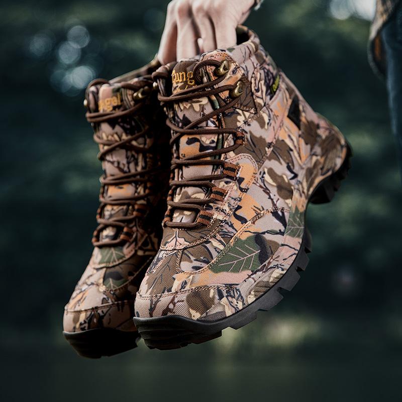 Men's Waterproof Camouflage Hunting Boots Hiking Boots Anti-skid Breathable Durable Outdoor High Cut Hiking Wear Resistant Shoes