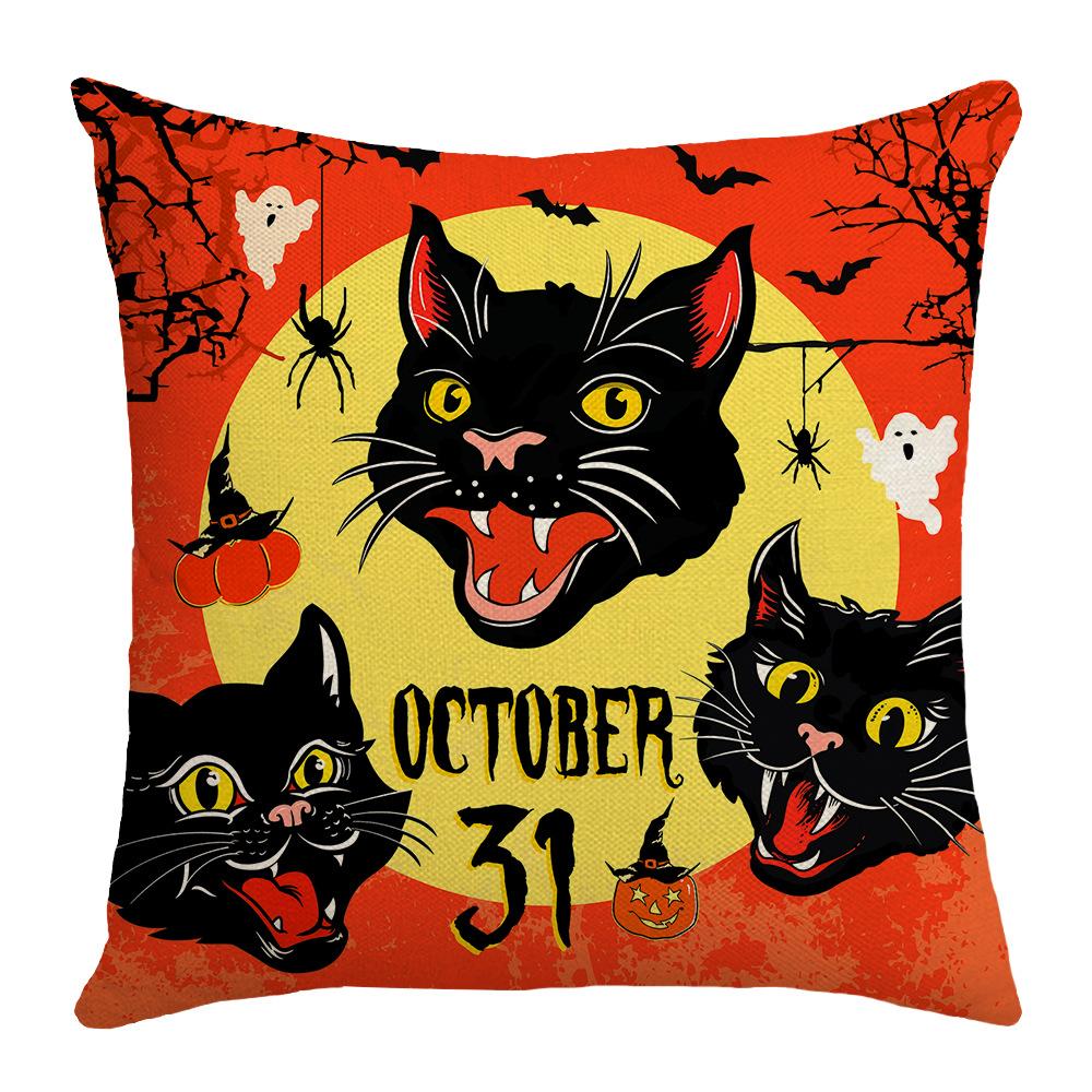 New Halloween Throw Pillow Cover Cushion Cover Decoration Living Room Sofa Decoration Linen Printed Cushion