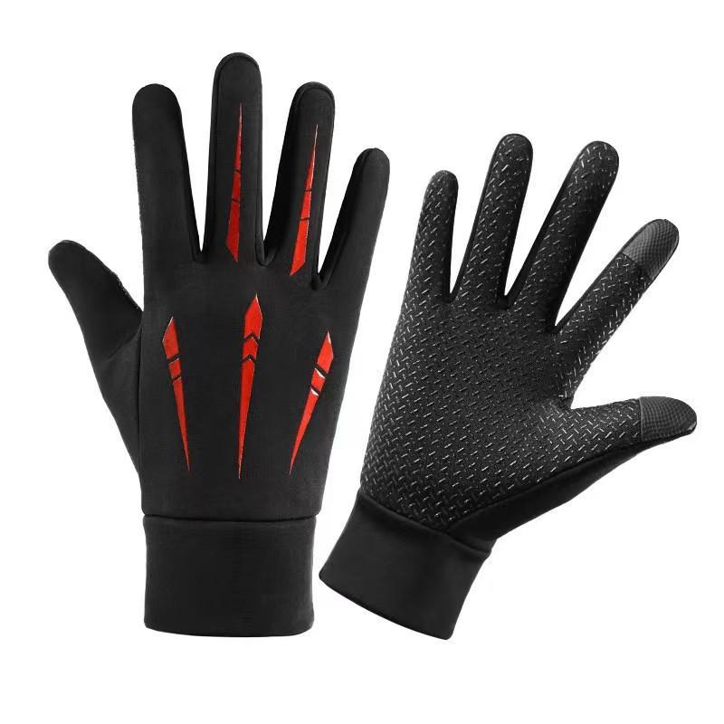 Warm gloves autumn men's full-finger waterproof and velvet warm outdoor fitness riding touch screen mountaineering warm gloves