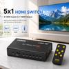 5-Port HDMI Switch Box with IR Remote Control for 1080P TV, Monitor, and Projector