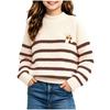 Kids Striped Knit Sweater Round Neck Pullover Top for Casual Everyday Wear