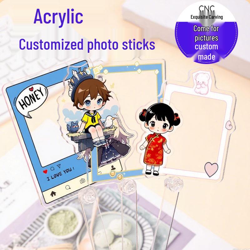 

Customizable Foldable Acrylic Check-in Stick for Star Idol Concerts - High Transparency Photo Booth Card.