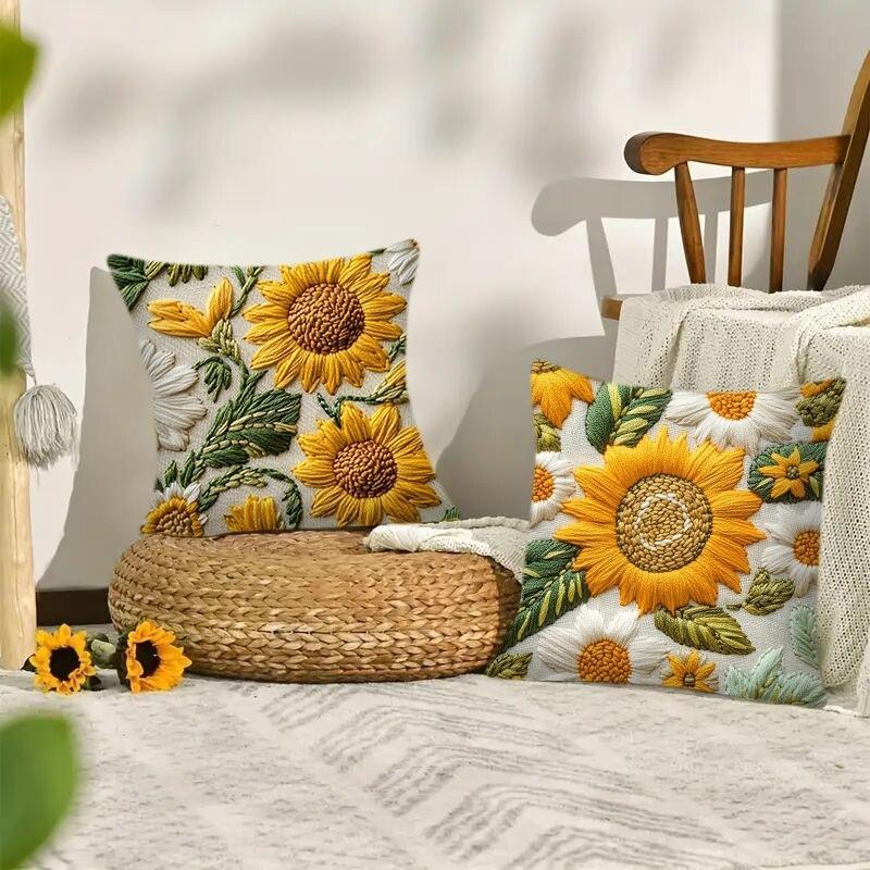 1 Stück 45 cm 3D Sonnenblumen Kissenbezug Elegante Heimsofa-Dekoration Kissenbezüge Kissenhülle