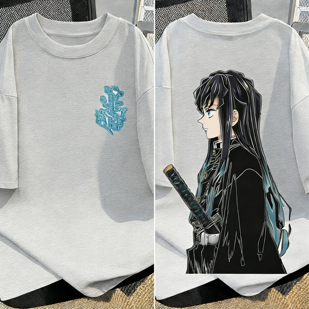 Demon Slayer Anime Printed Men and Women Oversized Tshirt Couple Street Fashion Summer Casual Parent Child Top Harajuku Y2K