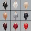 Neuer Hohl atmungsaktiver Fransen Dreiecksschal Fransen Patchwork V-Ausschnitt Cardigans Damen Vintage Schal Party Dinner Oberteil Schal