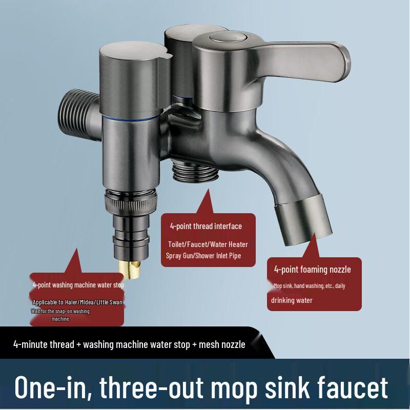 Yipan Wall-Mounted 1-in-3-out Washing Machine Faucet