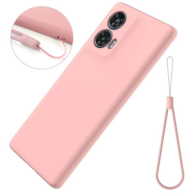 

For Motorola Edge 50 Fusion Case Soft Premium Liquid Silicone Case with Flocking inside For MOTO Edge50 Fusion Cover with Strap MOTO Edge 50 Fusion