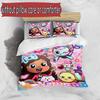 Set copripiumino 3 pezzi (1*Copripiumino + 2*Federe, Senza Nucleo), Set Biancheria da Letto Personalizzato con Nome e Motivo di Gabby's Dollhouse, Regalo Decorazione Camera da Letto