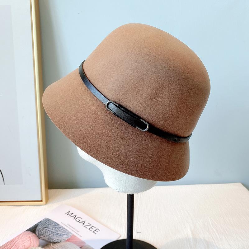 Nový dámský klobouk bucket zimní vlněný vintage elegantní dámský fedora plstěný klobouk módní francouzský buřinkový sombrero vlněný klobouk pokrývka hlavy