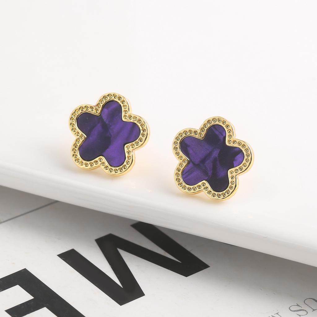 New Sweater Chain Five Point Star Creative Plant Plum Blossom Jewelry Set Shell Simple Bracelet/Necklace/Earrings Women's Clover