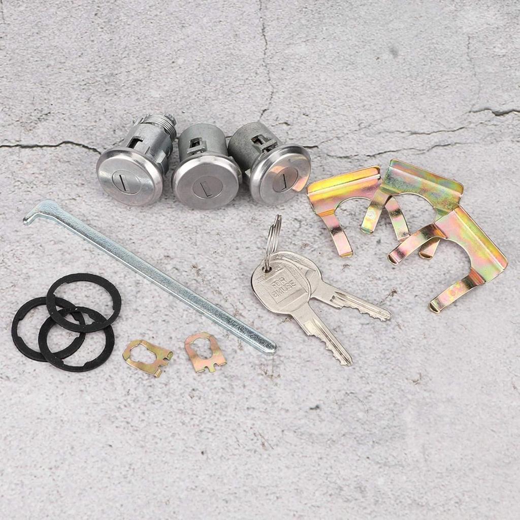 Door Trunk Key Kit, Iron Door Lock Cylinder 654394765282 Replacement Door Lock Set with Keys and Washers for Various Vehicles