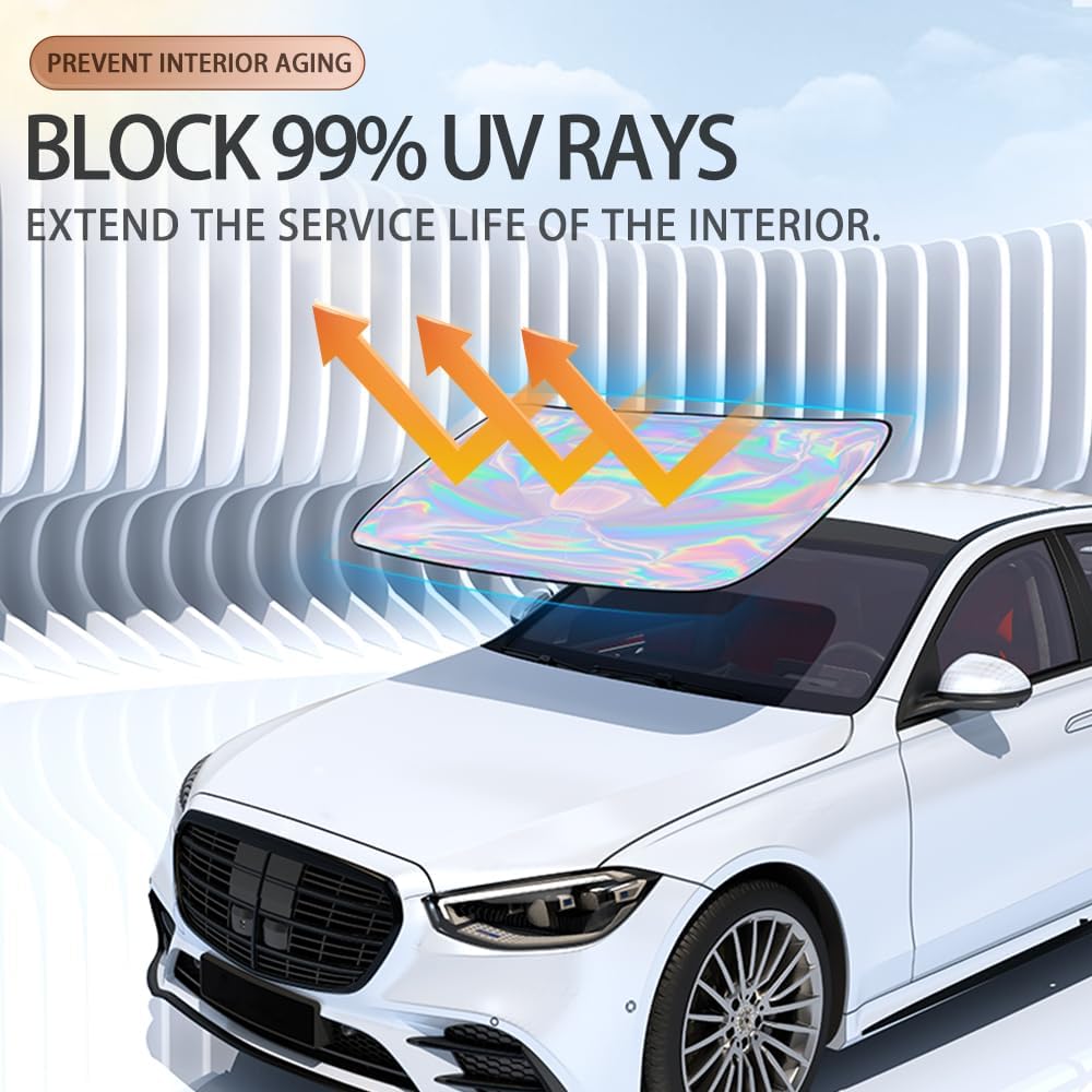 Windshield Sun Shade Cover For Kia Forte -2025 - Sunshade Compatible With Kia Forte Foldable Front Window Sunshade Sun Visor Protector Block UV Rays
