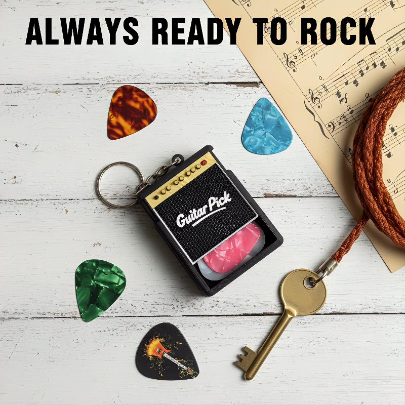 1/3 Stück Tragbare Gitarrenplektrum-Aufbewahrungsbox Schlüsselanhänger Plektrum-Halter Verhindert Verlust von Plektren Geschenk für Gitarren-, Bass- und Ukulele-Enthusiasten