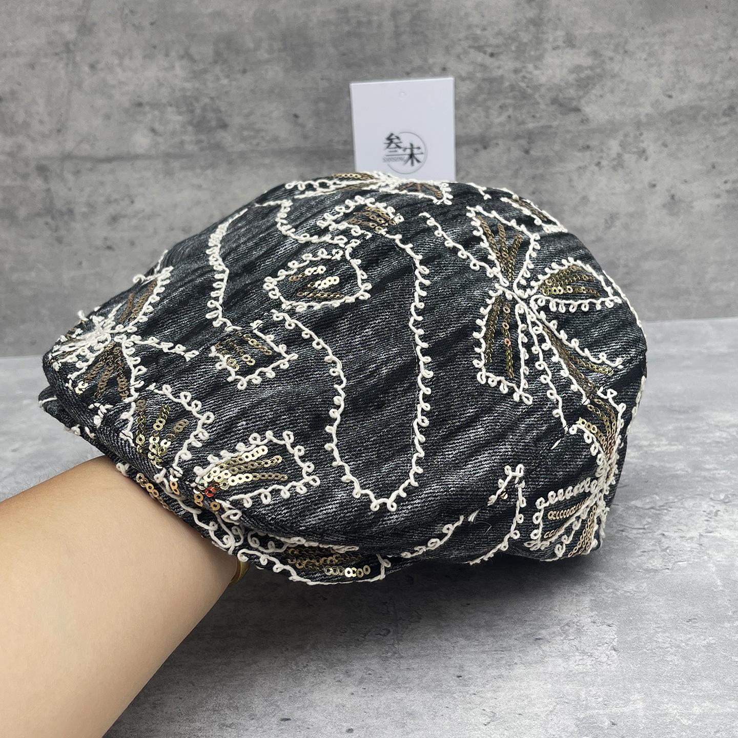 Хорошая версия Персонализированная шляпа с вышивкой пайетками и бантом, детская летняя универсальная беретка с козырьком, тренд